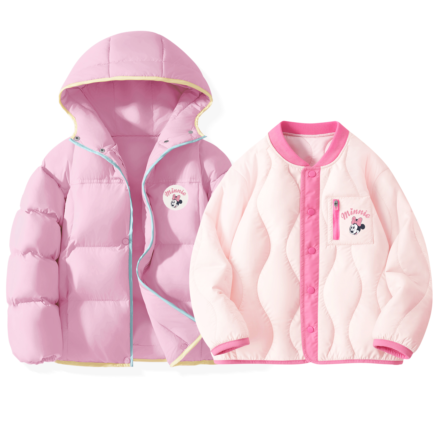 Утепленная куртка 2-предметный комплект для детей Disney, [thickened and fleece-lined]dini round hook-and-loop k темно-синий фиолетовый+silicone eye-lifting k фиолетовый — фото 3