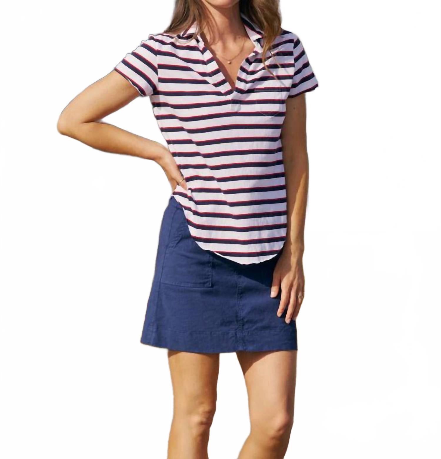 

Шарлотта Идеальный Поло в красно-сине-белую полоску Frank & Eileen