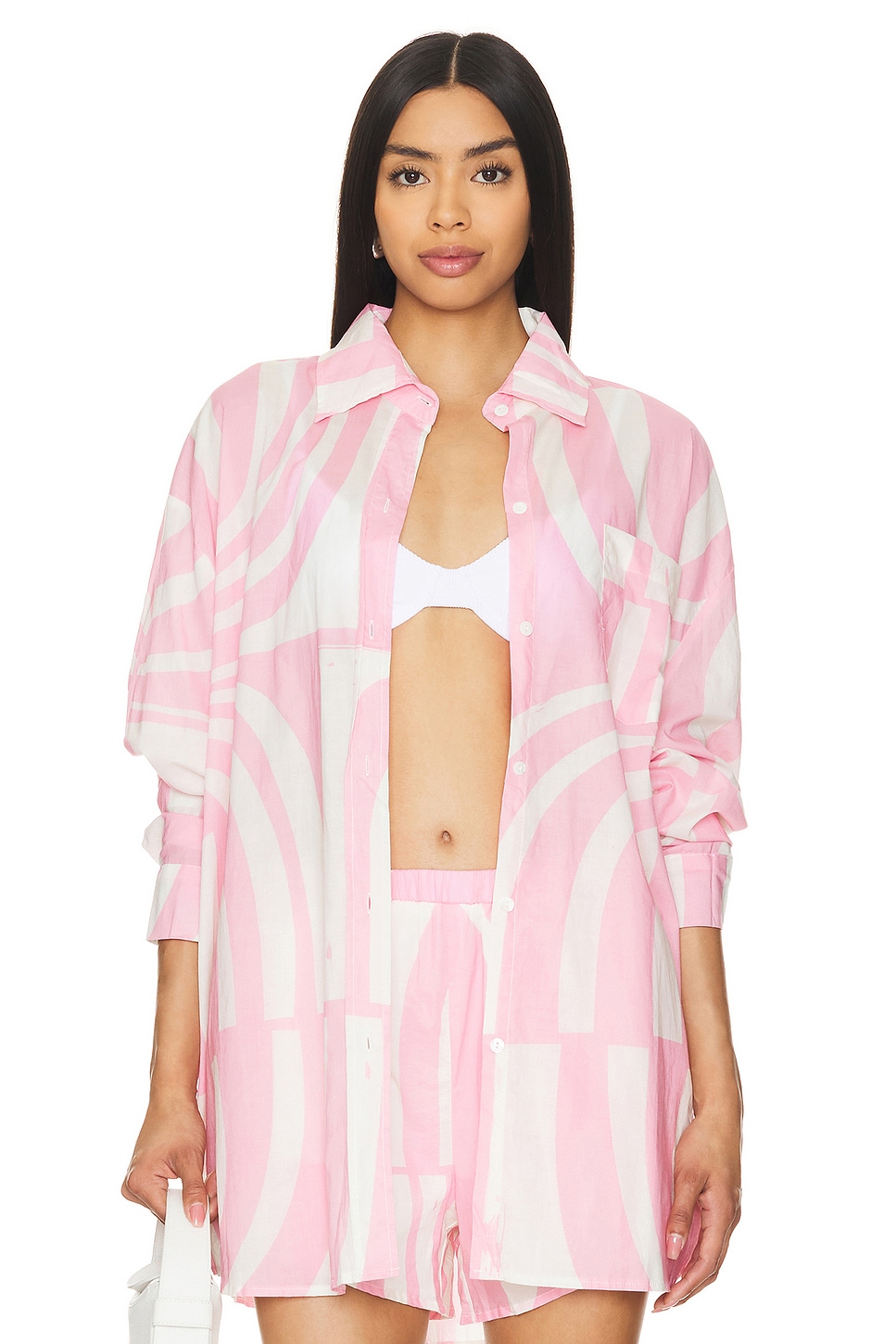 

Хлопковая рубашка Sndys, pink & white