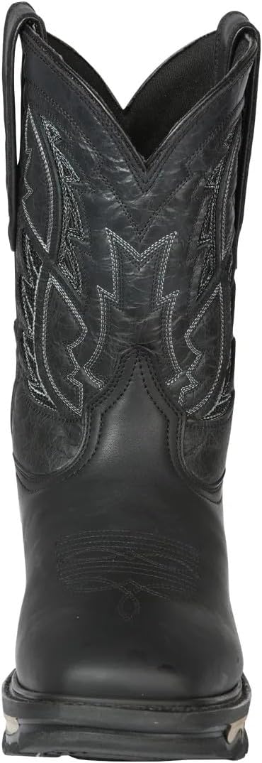Мужские сапоги Men’s El General Rodeo Crazy Black из натуральной кожи с квадратным носком, на резиновой подошве, противоскользящие, прочные, легкие, удобные, средней высоты, вестерн стиль для работы и активного отдыха, ручная работа Generic, ini... — фото 3