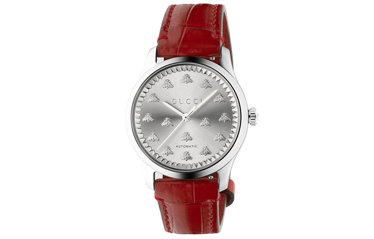 

GUCCI Часы G Timeless Collection Wrist Watch Automatic Mechanical Movement Crocodile Leather Strap 38mm Silver Dial Unisex