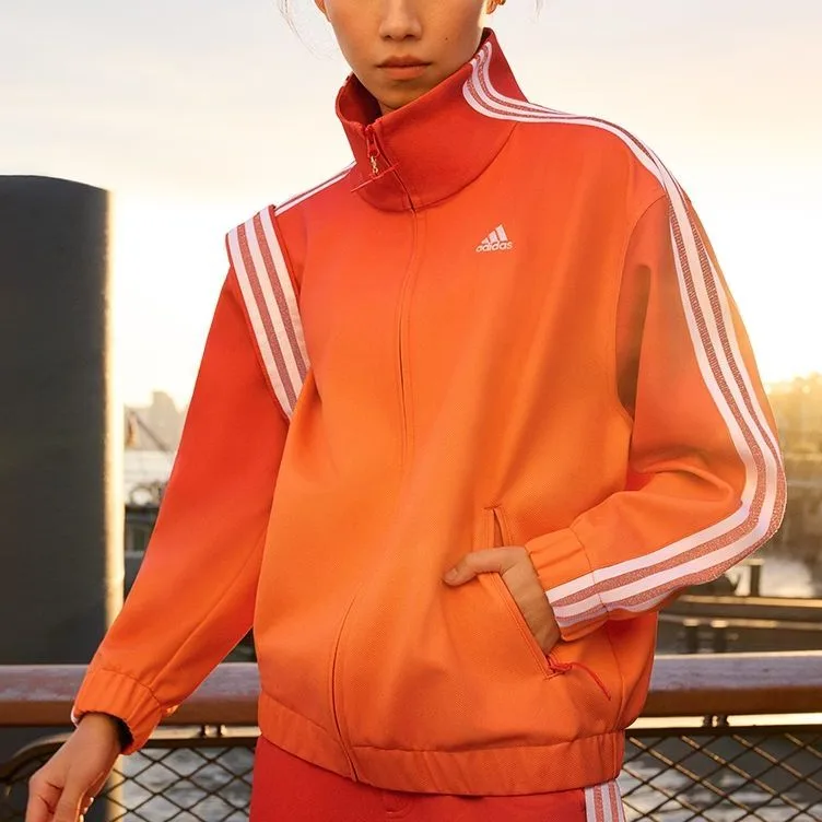 Adidas Куртка Qi Bai Shi женская светло-алая/белая — фото 4