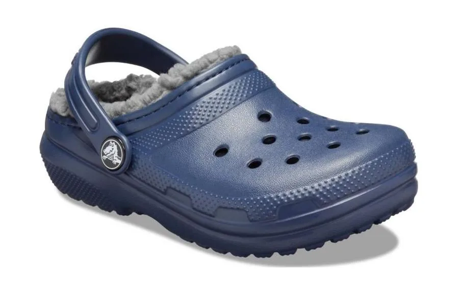 Crocs Детские классические утепленные клоги Dark Blue Charcoal Gray — фото 4