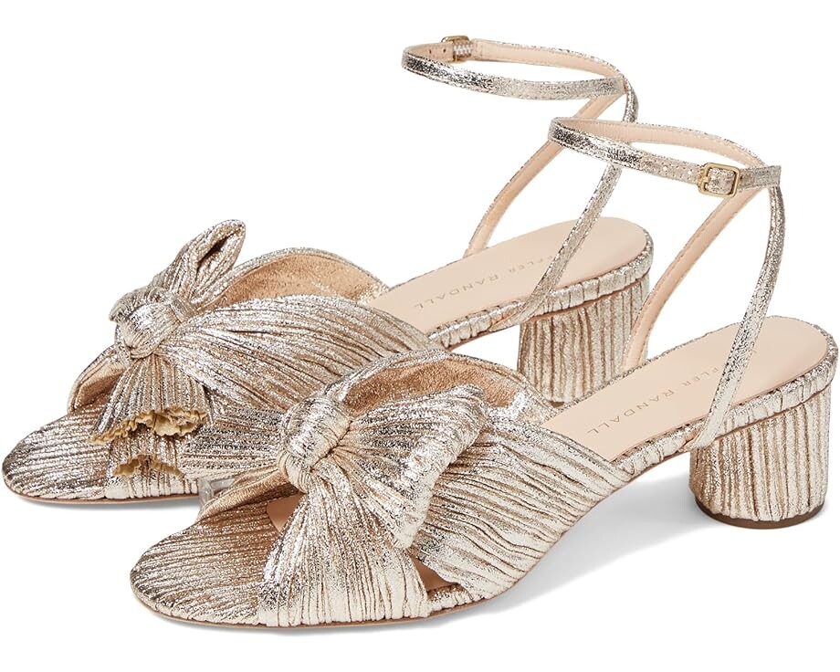 Туфли Loeffler Randall Dahlia Pleated Knot Mule with Ankle Strap, цвет Champagne