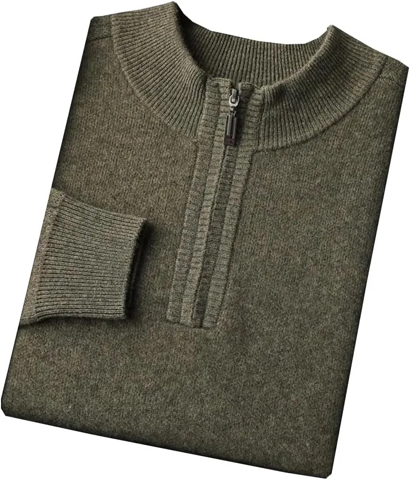 

Мужской кашемировый полузастегивающийся свитер с воротником стойкой свободного кроя однотонный