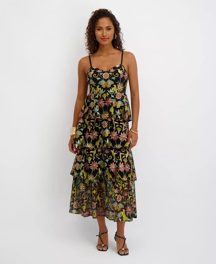 

Женское вышитое сетчатое платье макси без рукавов Siena