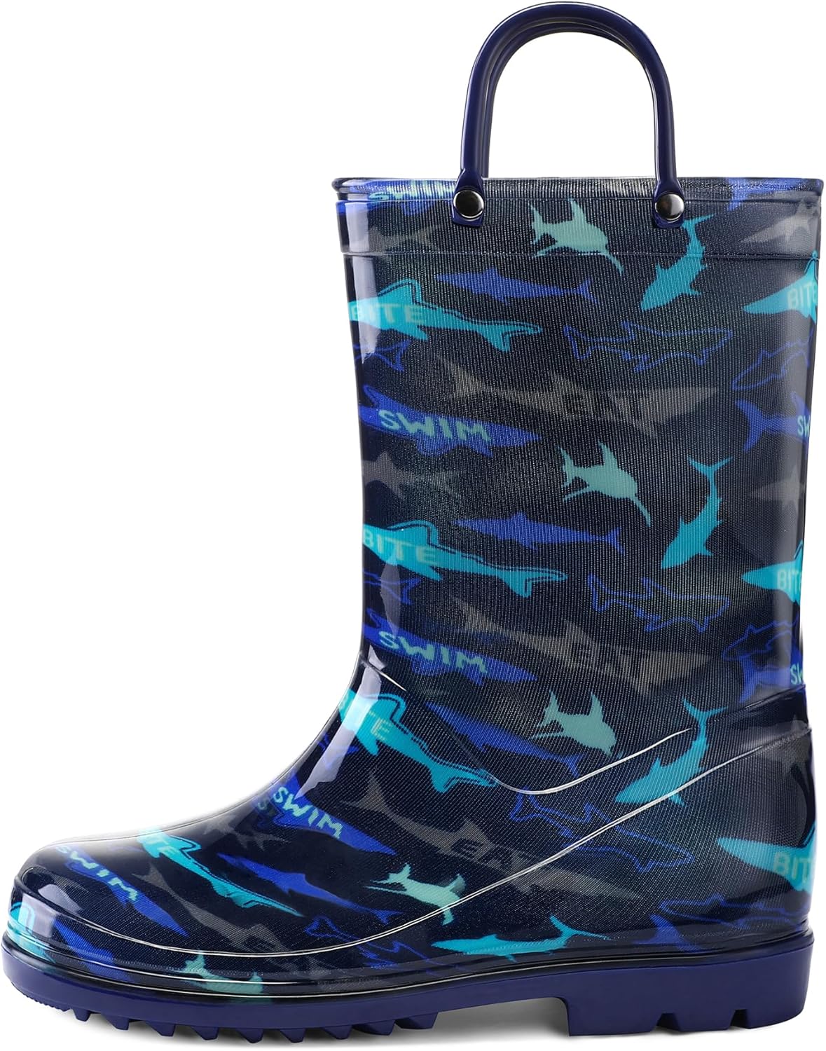 

Резиновые сапоги K KomForme для девочек и мальчиков, водонепроницаемые с удобными ручками для малышей, детей младшего и старшего возраста, Shark