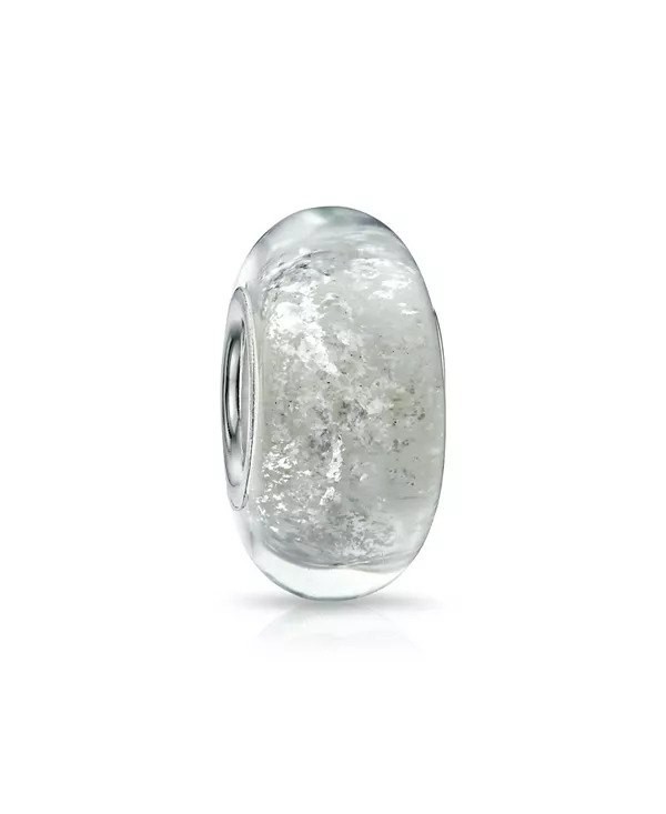 

Бусина-Шарм из белого муранского стекла с блестящей фольгой и сердцевиной из стерлингового серебра Bling Jewelry, white