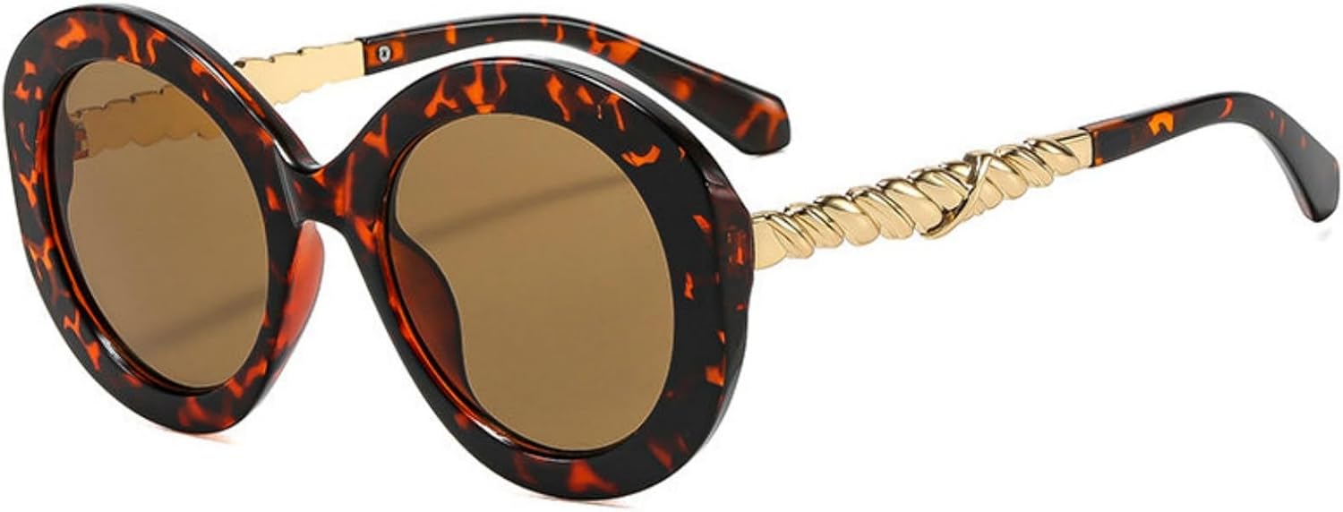 

Willochra Ретро большие круглые солнцезащитные очки для женщин, модные черные очки с леопардовым принтом, модные солнцезащитные очки для мужчин с градиентным переходом цвета, C2