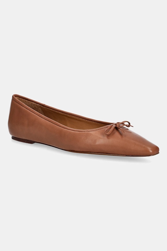 Кожаные балетки с заостренным носком Pointed Ballet Polo Ralph Lauren, коричневый