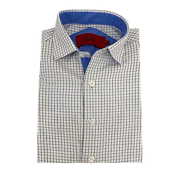 

Мальчиковая рубашка с коротким рукавом в клетку slim fit Elie Balleh, Blue White