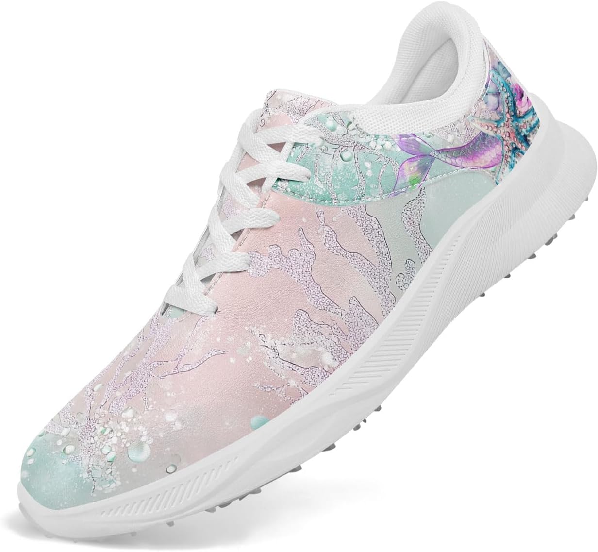 

Водонепроницаемые гольф-туфли без шипов для мужчин и женщин - с гавайским океанским принтом, легкие, дышащие и удобные для гольфа и повседневной носки Awsole, белый/зеленый/розовый/светло-зеленый