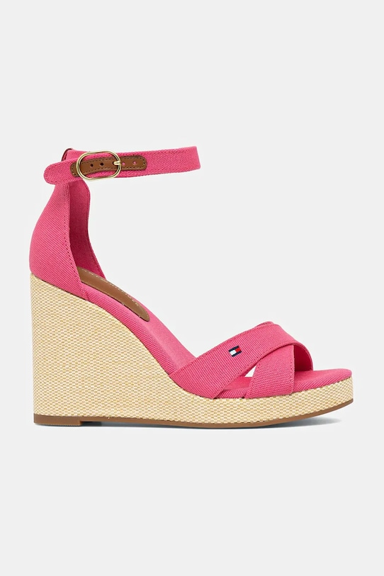 Сандалии Flag High Wedge Espadrille с перекрещивающимися ремешками Tommy Hilfiger, розовый — фото 2