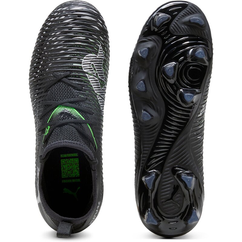 Футбольные бутсы для газона Future 8 Match FG/AG JR Puma, цвет puma black-puma silver-fluo green — фото 2