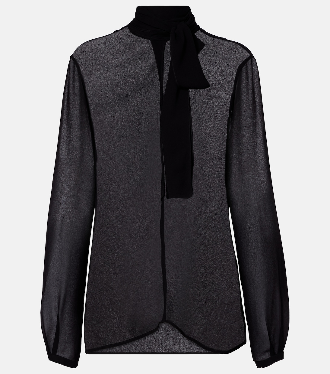 

Блузка из жоржета с завязкой на вороте Alaïa, Noir Alaia