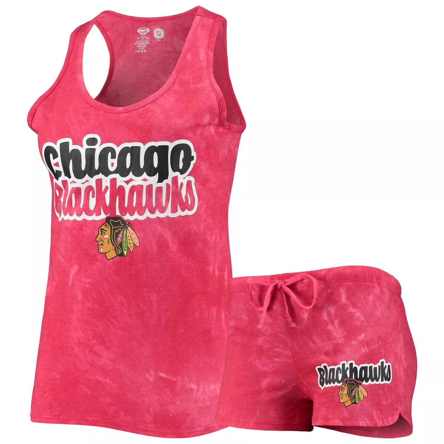 

Женский спортивный красный комплект из майки и шорт Chicago Blackhawks Billboard Racerback Concepts Sport
