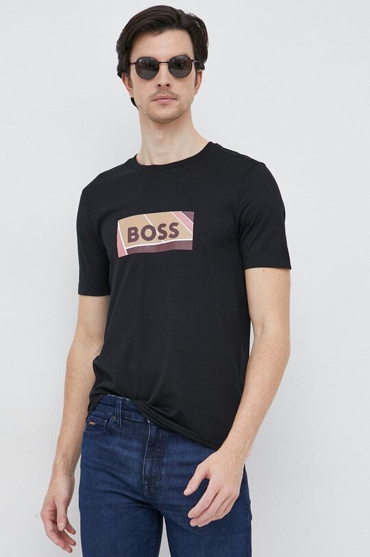 

Хлопковая футболка BOSS Boss, черный