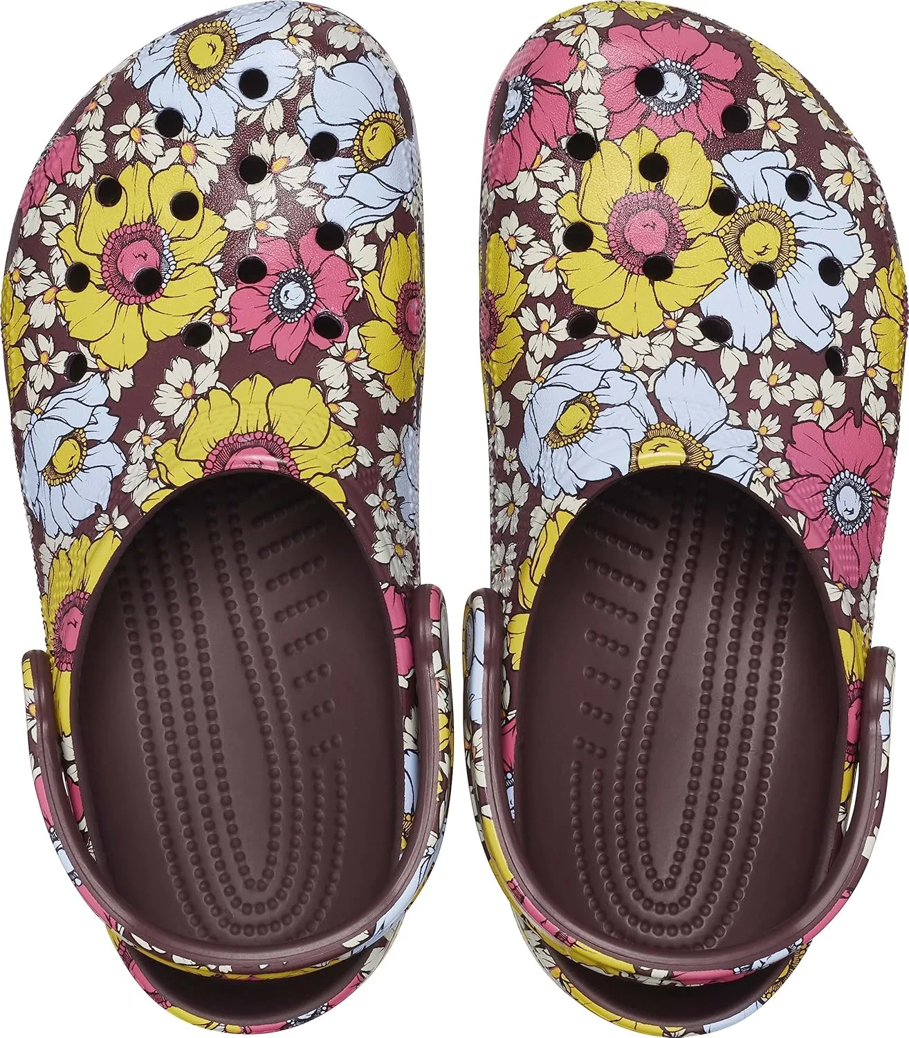 Crocs Classic Floral - сабо унисекс, вишневый — фото 4