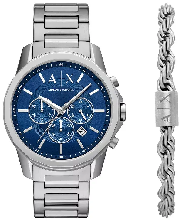 

Подарочный набор с мужским хронографом Armani exchange из нержавеющей стали, 44 мм A|X Armani Exchange, silver