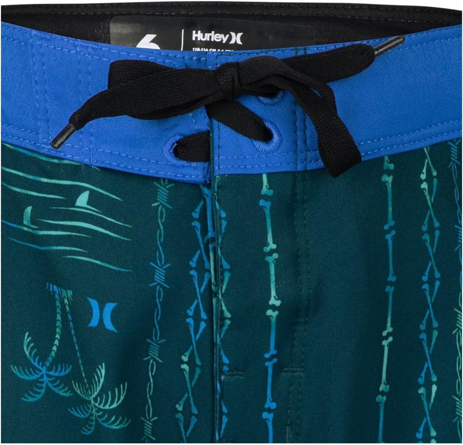 Шорты для плавания Hurley Kids Palm Stripe Board Shorts, цвет Midnight Teal — фото 4