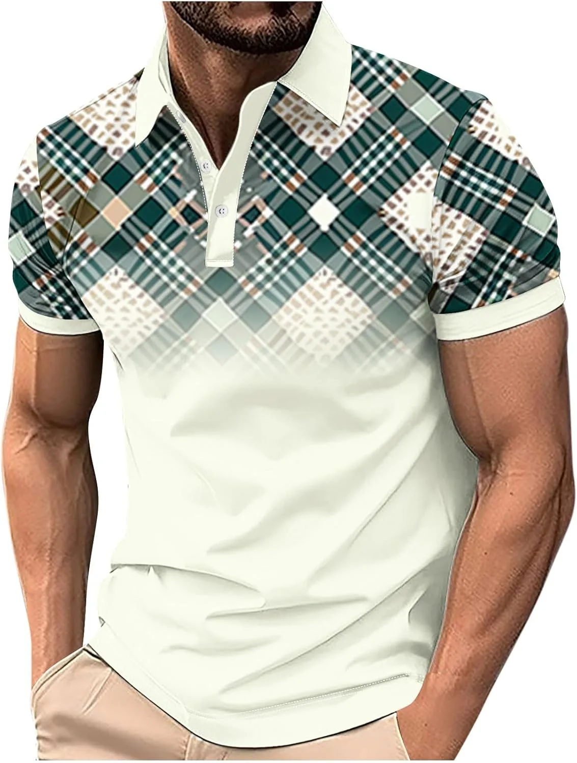 

Мужская поло с цветными блоками, короткий рукав, полосатая QUNPIU