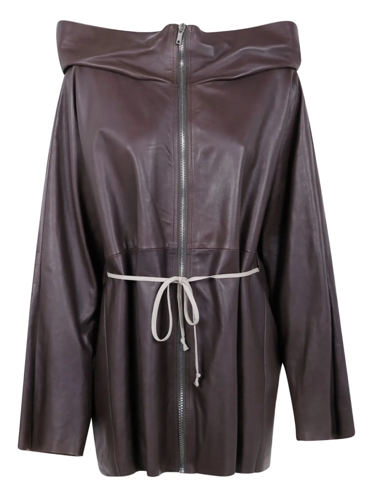 

Кожаная куртка с капюшоном Rick Owens, коричневый