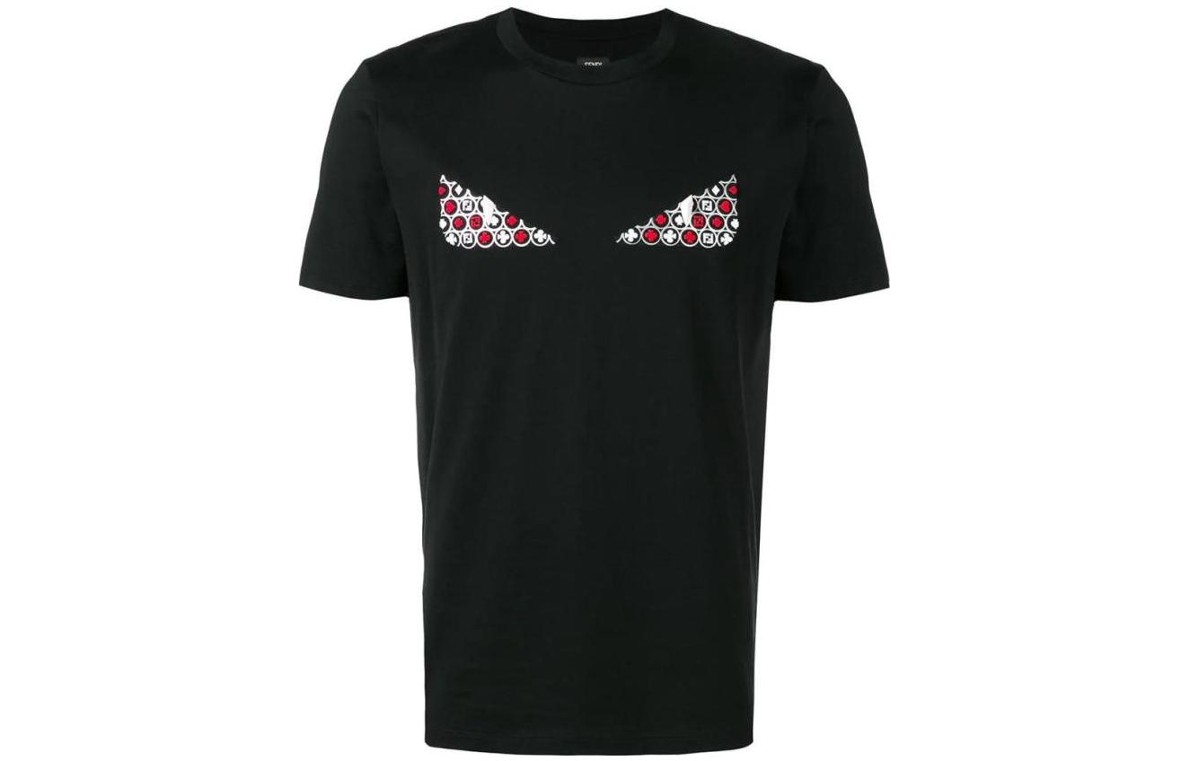 

FENDI Футболка с принтом Red Eye Eyes мужская черная, Черный, FENDI Футболка с принтом Red Eye Eyes мужская черная