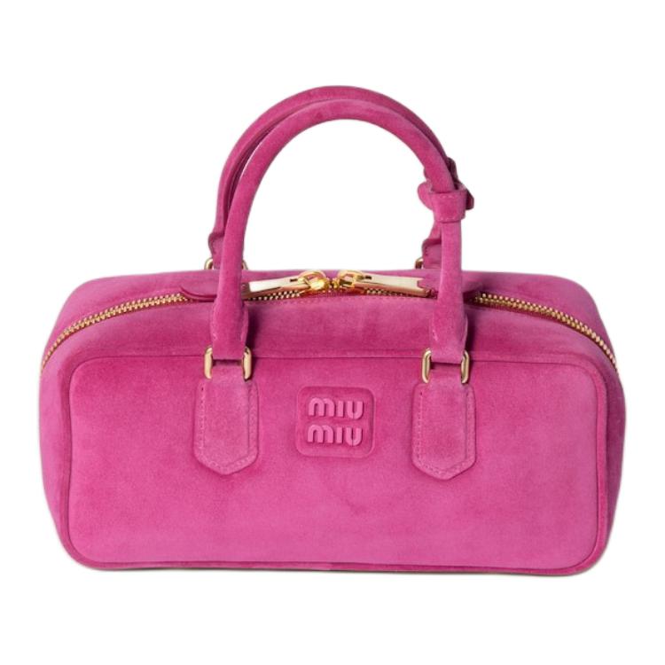 

MIU MIU Аркади Серия большая женская клатч из замши с одним плечом фуксия