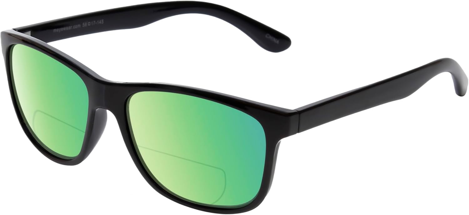 

Солнцезащитные очки Calabria Noah Panthos с поляризованными линзами и бифокальной линзой для чтения, модные и легкие, для мужчин и женщин, Gloss Black/Polarized Green Mirror