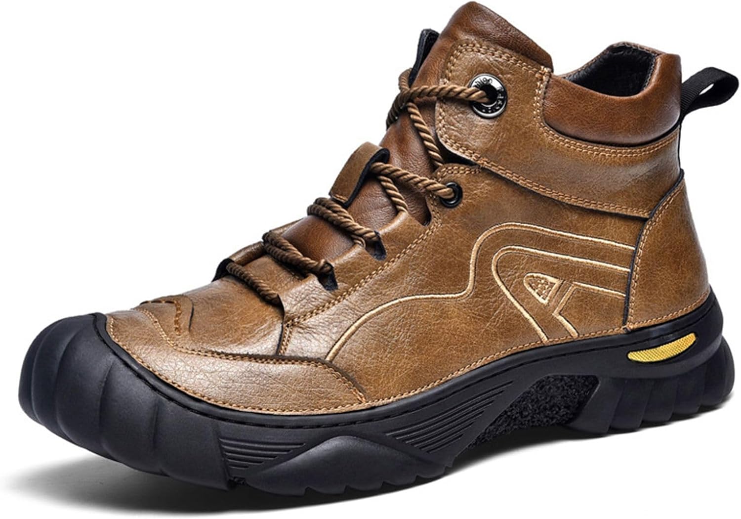 

Мужские кожаные ботинки Crepuscute с шнуровкой, платформой, для походов, водонепроницаемые, противоскользящие, теплые, с круглым носком, зимние, для активного отдыха и прогулок, на щиколотку, коричневый