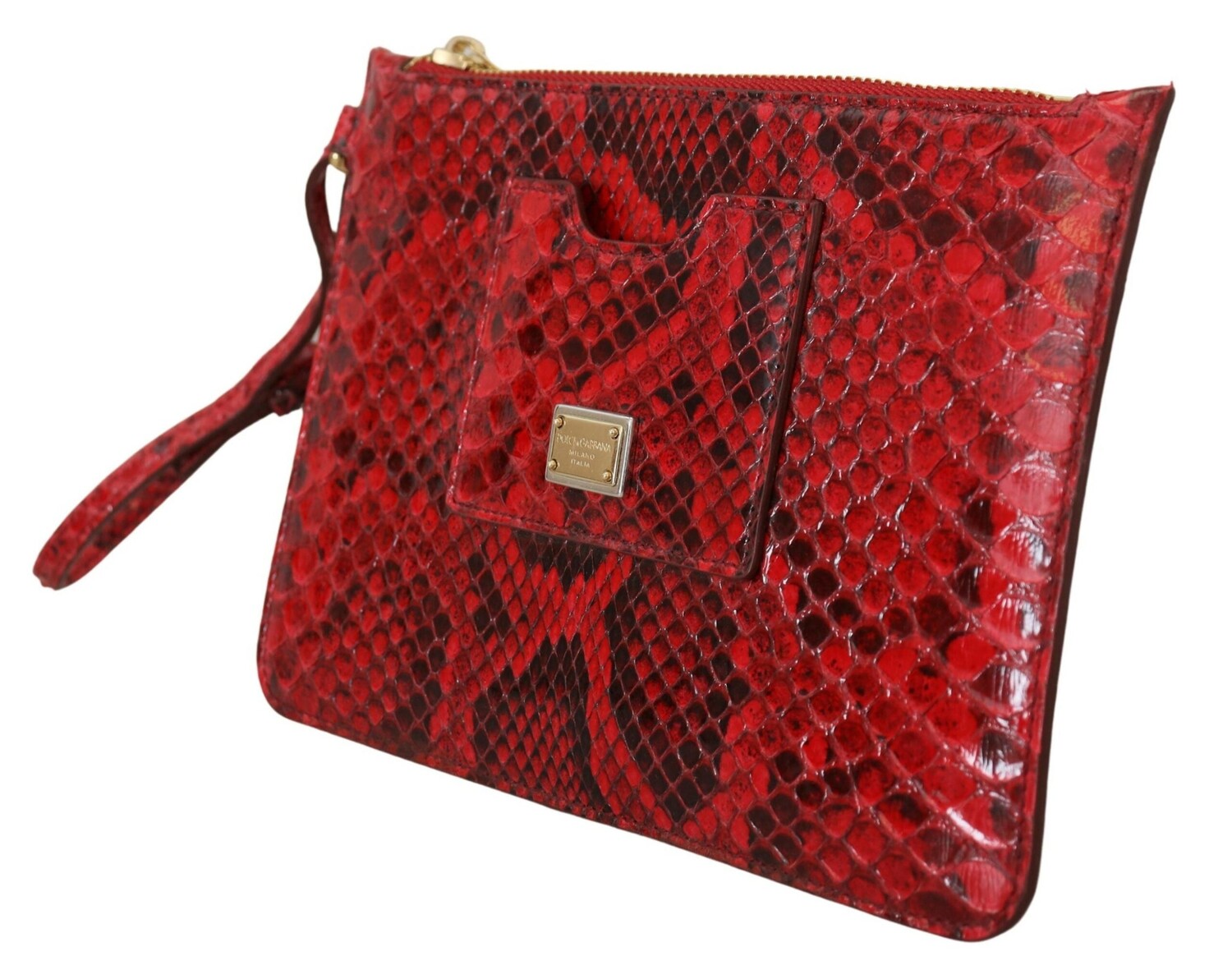 

Dolce & Gabbana Элегантный кожаный женский клатч со змеиной змеей, красный