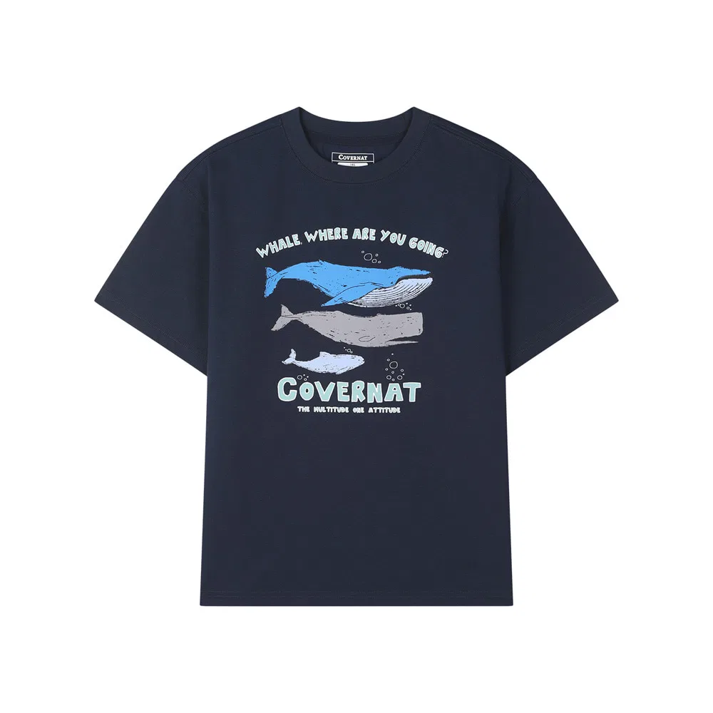 Детская футболка Blue Whale тёмно-синяя от Covernat Kids