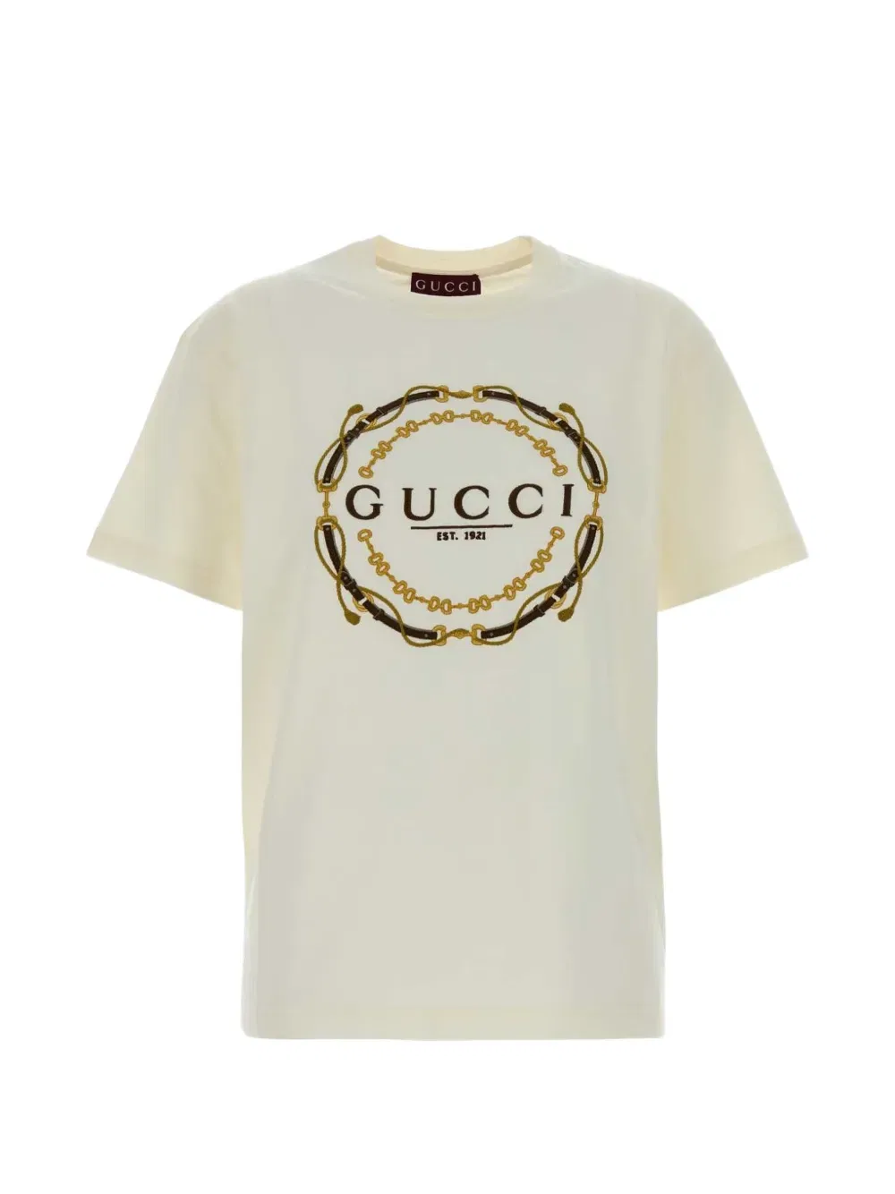Футболка Gucci с графическим принтом, Круглый вырез, Слоновая кость