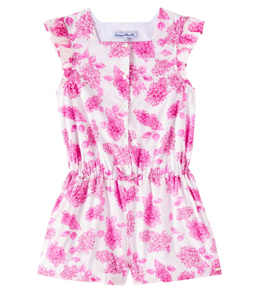 

Цветочный рюшевый комбинезон из хлопка Tartine et Chocolat, Rose Vif