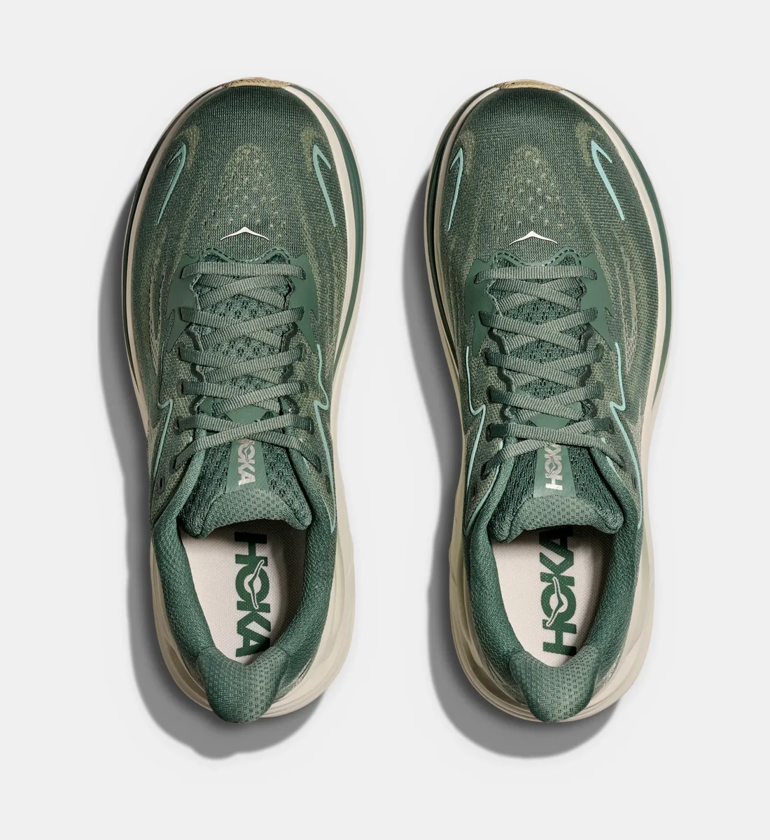 Низкие кроссовки Clifton 10 с эффектом сетки HOKA, зеленый — фото 4