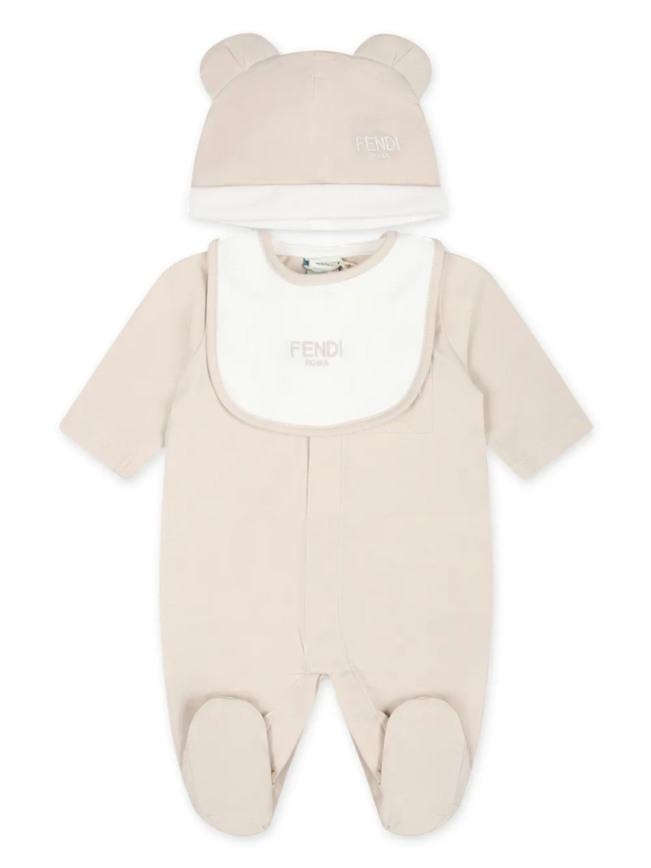 

Fendi Kids комплект для новорожденного с вышитым логотипом FF, нейтральный