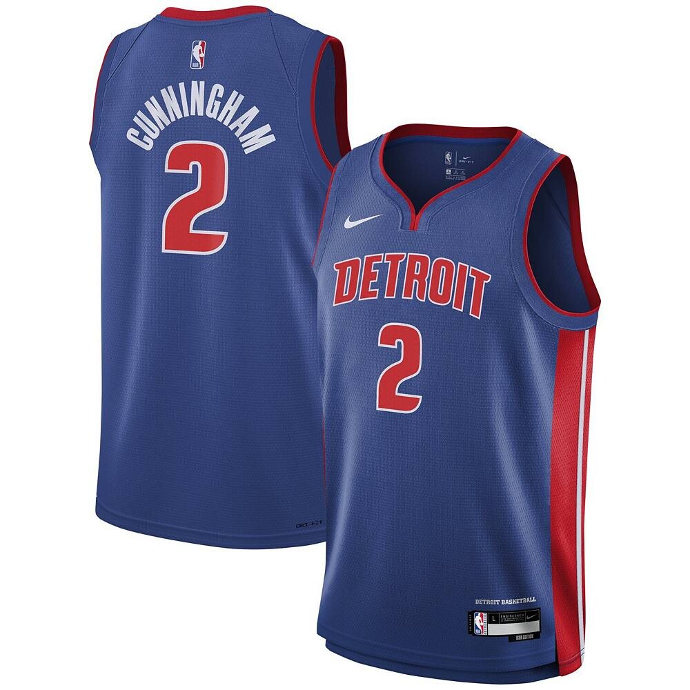 

Молодежная футболка Nike Cade Cunningham Blue Detroit Pistons Swingman — Icon Edition, цвет Pis Blue