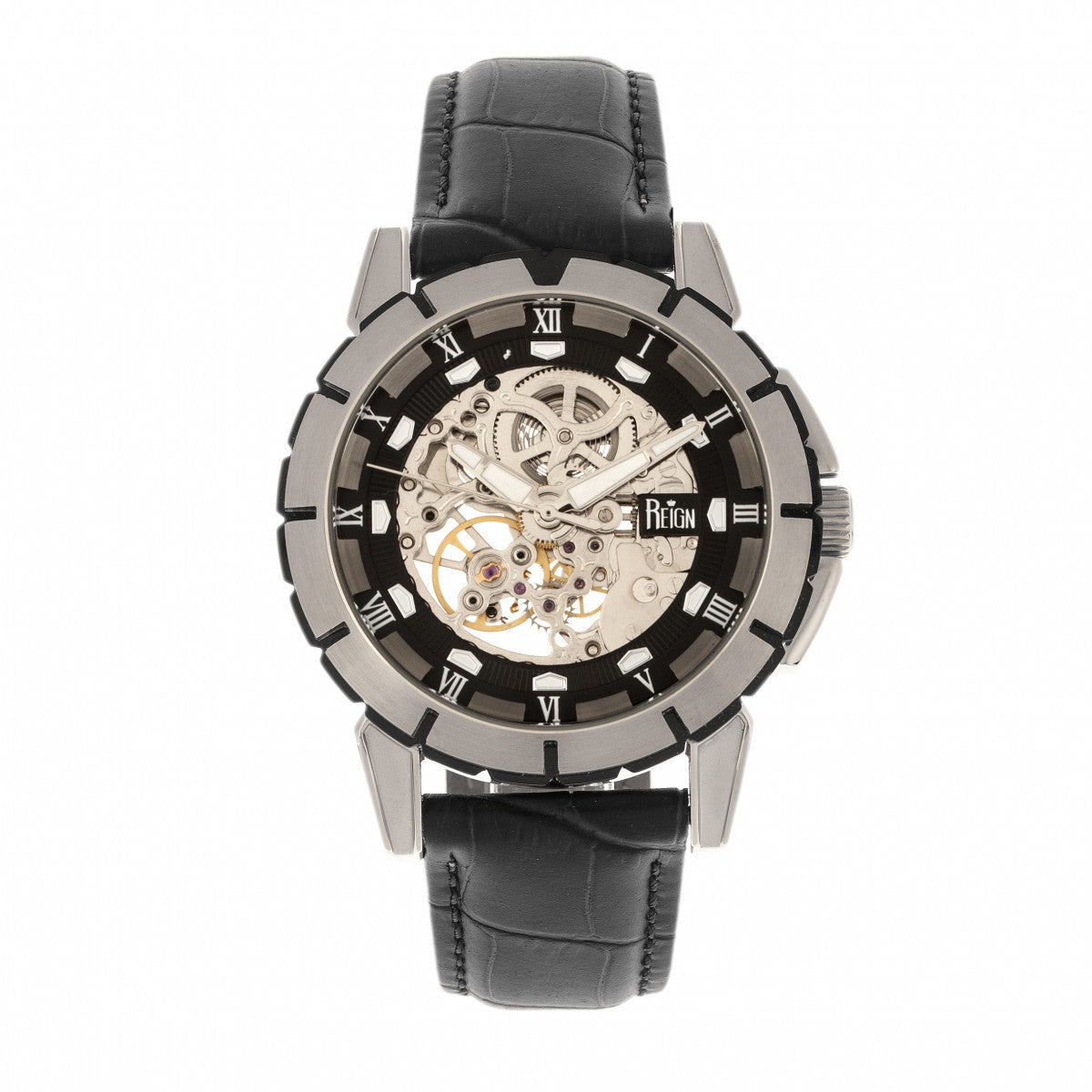 

Часы Philippe Automatic Skeleton с кожаным ремешком Reign, серебряный