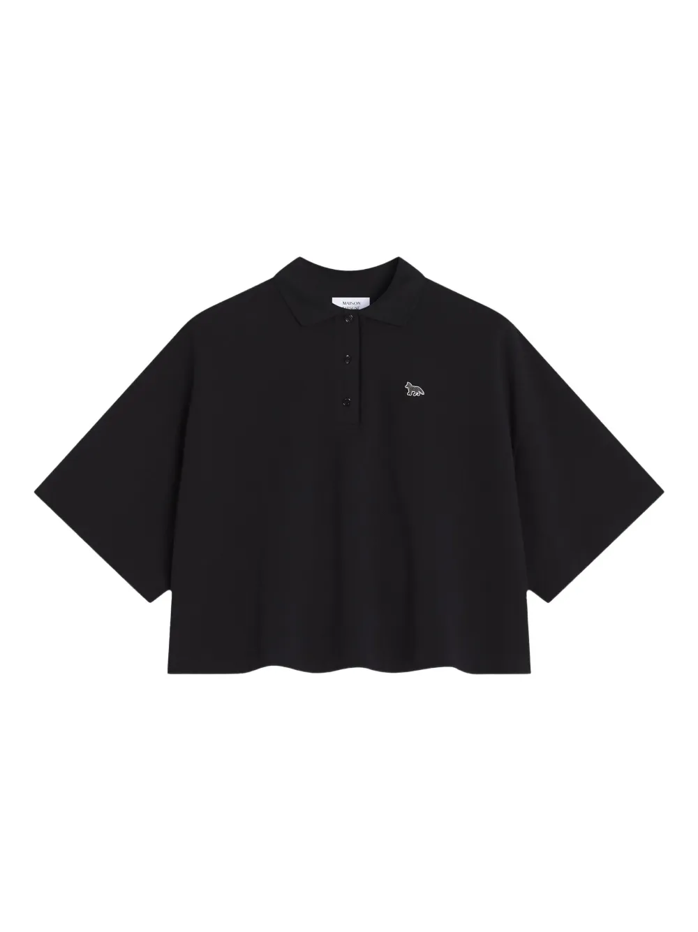 

Укороченная рубашка-поло с вышивкой в виде лисы Maison Kitsuné, черный