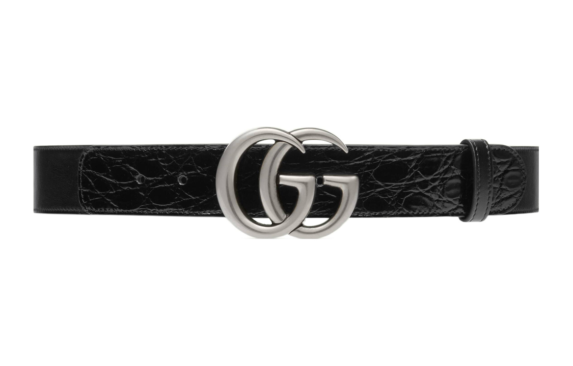 GUCCI Кожаный ремень мужской шириной 4 см, Black — фото 4