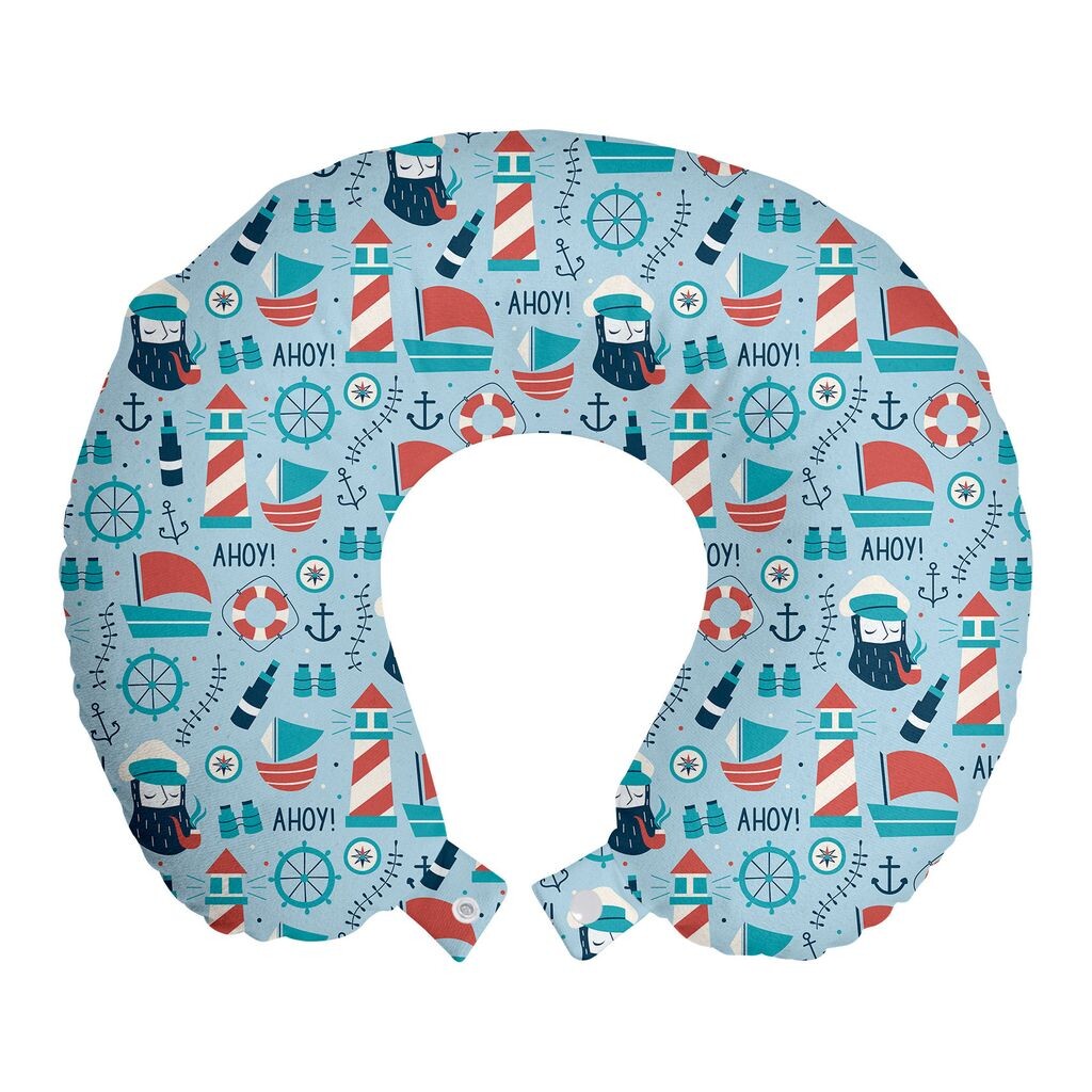 

ABAKUHAUS Anchor Travel Pillow Подушка для шеи, Капитан курительной трубки, Пенопластовые дорожные принадлежности для самолета и автомобиля, 30x30 см, Разноцветные