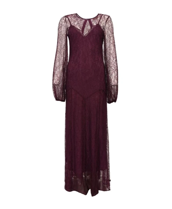 

Длинное платье с кружевом Twinset, фиолетовый