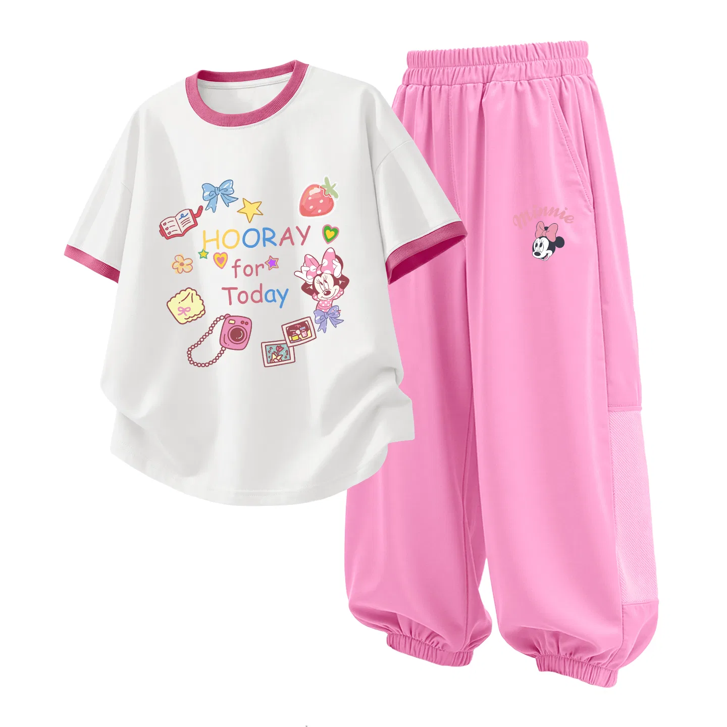 Детская повседневная спортивная футболка с круглым вырезом Disney, Diyao K Cream Blue+Round Logo Mickey Mouse K Misty Gray — фото 3