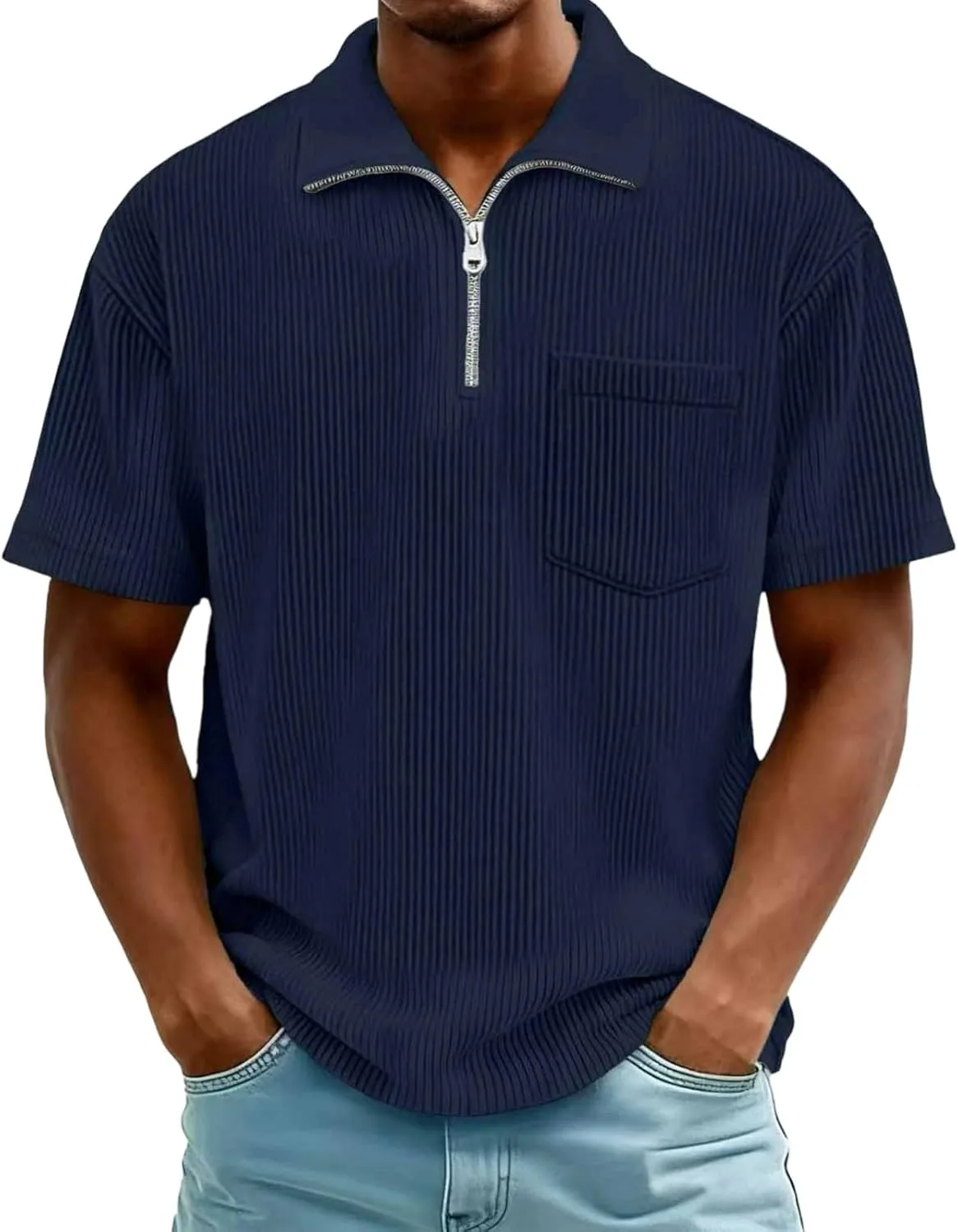 

Мужская вельветовая рубашка с коротким рукавом и воротником, летний топ