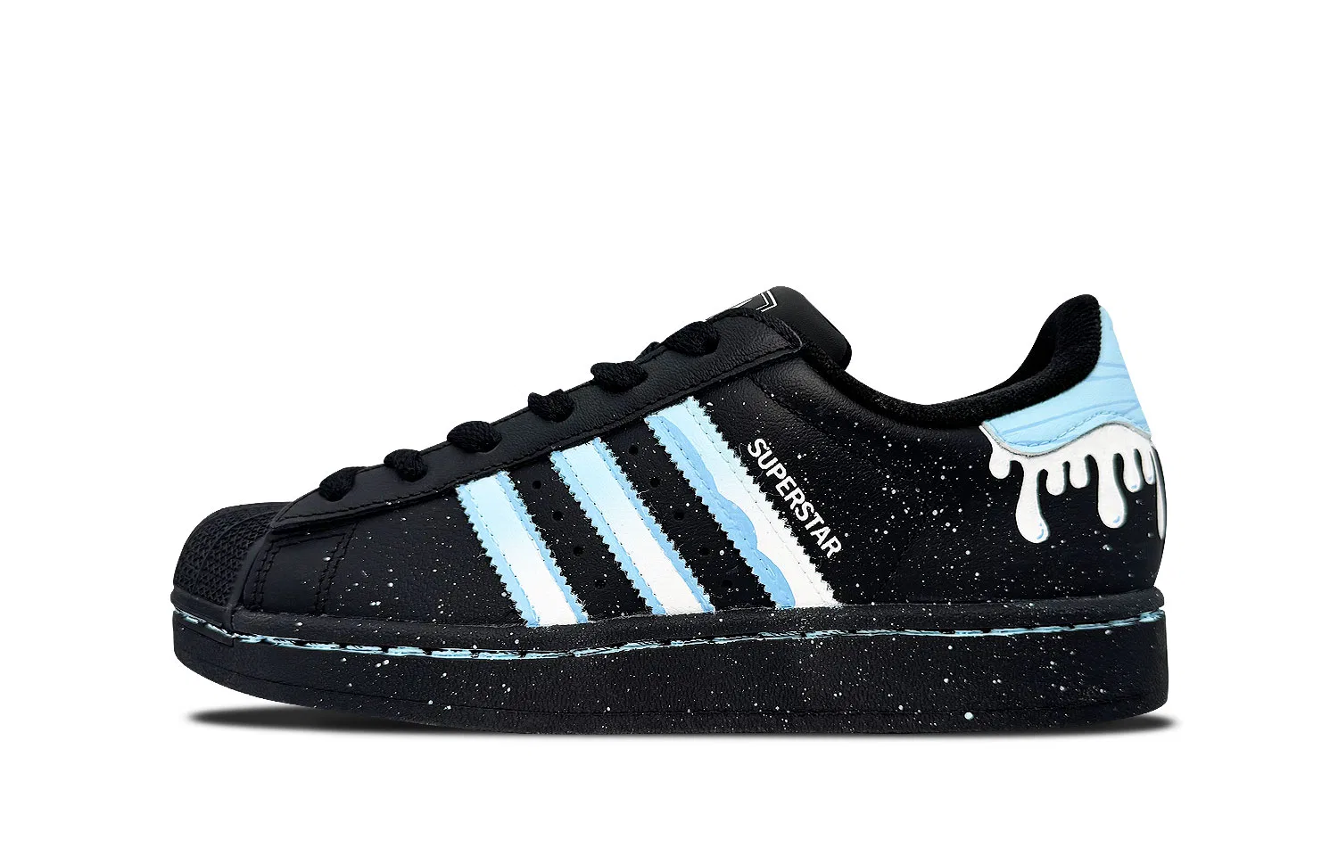 Кроссовки Superstar 2 Starry Frost Leather Low top детские скейтбординговые Black Pink для подростков Adidas Originals, Blue