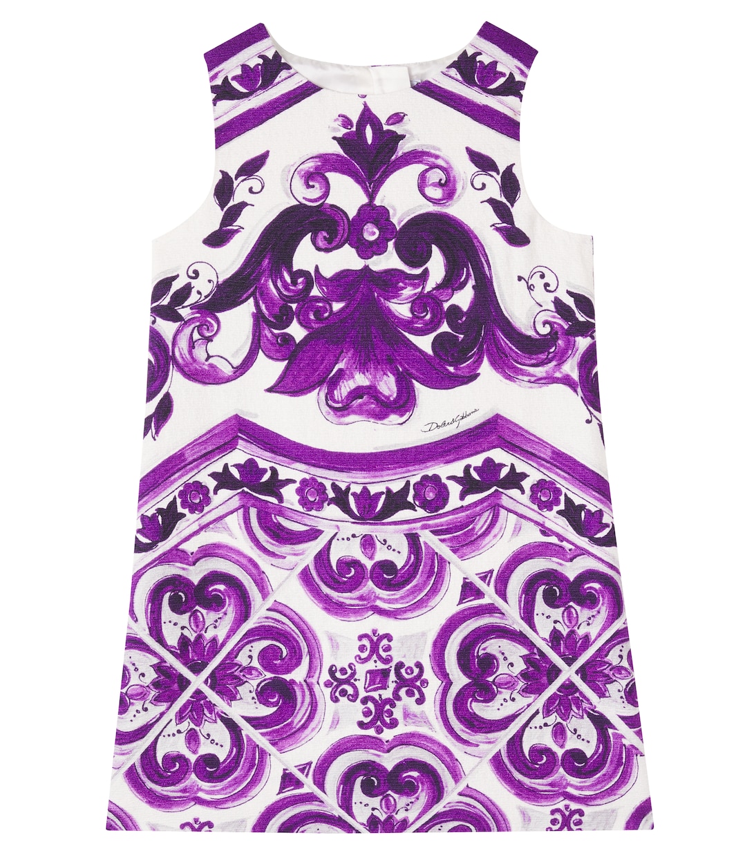 

Платье из хлопка и льна в стиле майолика Dolce&Gabbana Kids, Mix Maiolica Viola