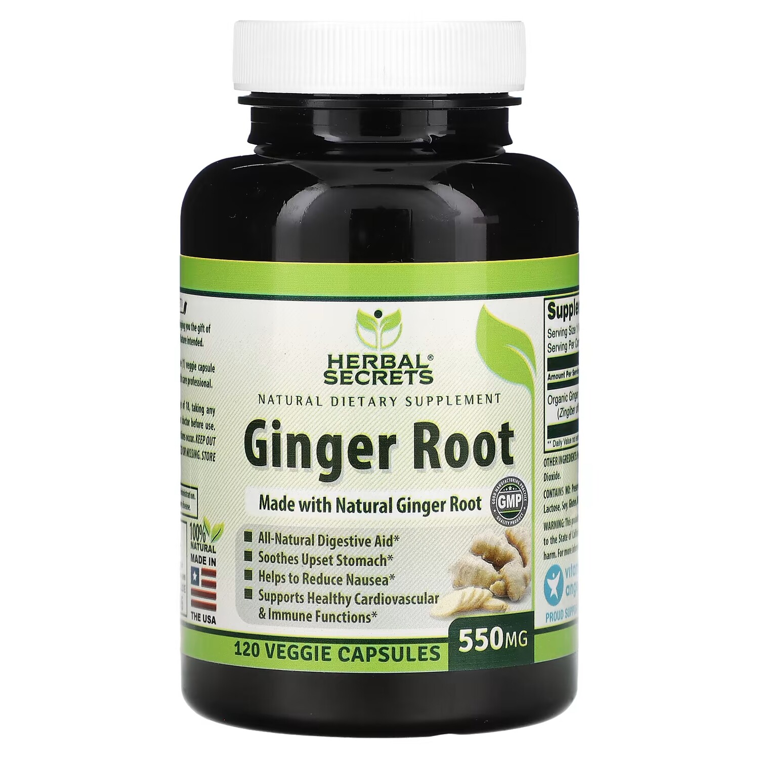 

Корень имбиря Herbal Secrets, 550 мг, 120 растительных капсул