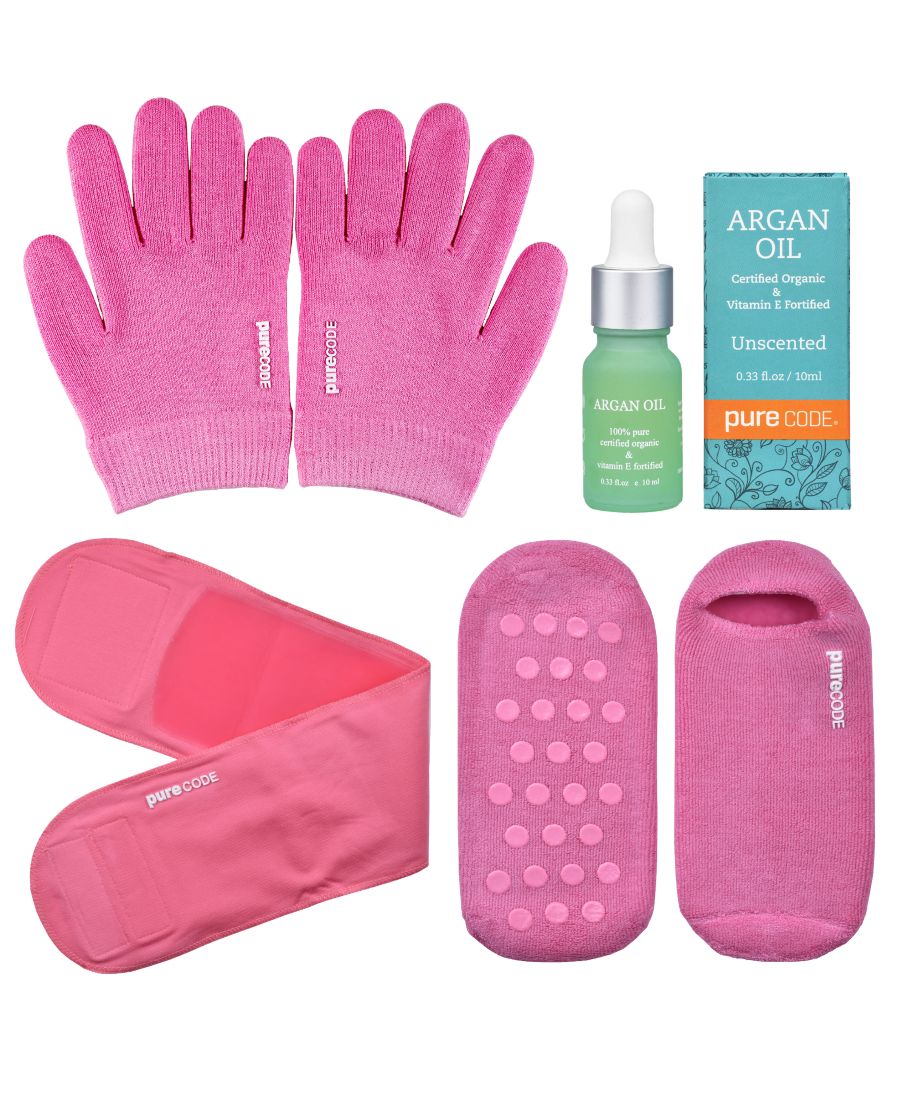 

Увлажняющий гель с аргановым маслом, перчатки SM, носки 6-9 PURECODE, розовый