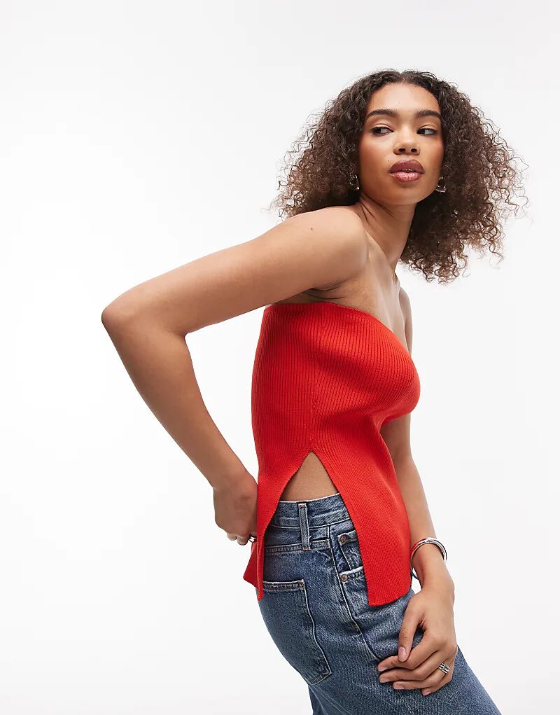 

Трикотажный топ-бандо Topshop красного цвета