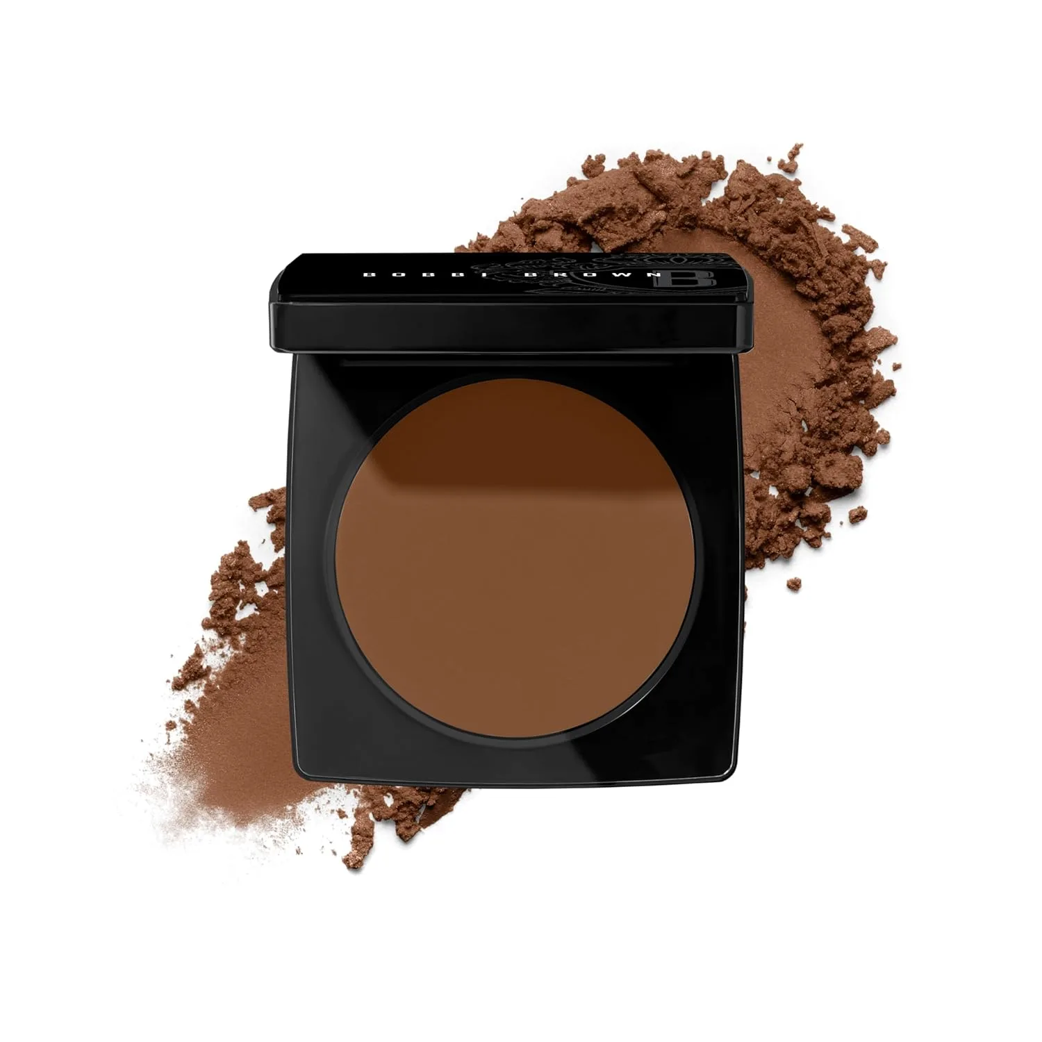 Прессованная пудра Bobbi Brown Sheer Finish | Матирующая фиксирующая пудра, впитывающая излишки кожного сала, для контроля блеска в течение всего дня | В комплекте пуховка, 0,32 унции, 10 Warm Chestnut (Dark warm brown)
